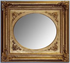 Oválné zrcadlo ve zlatém rámu, 2. polovina 19. století