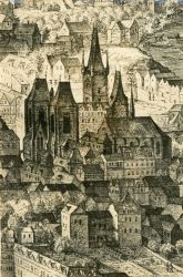 Chrám Matky Boží Pod řetězem v Praze, Předloha Filip van den Bossche, Z prospektu Prahy od A. Sadelera 1606